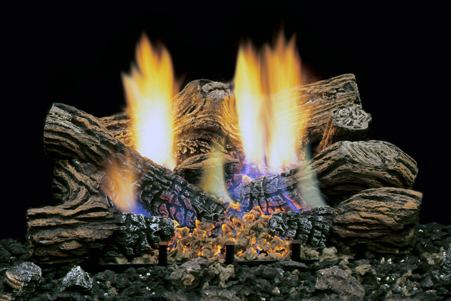 Gas logs blazing oaks