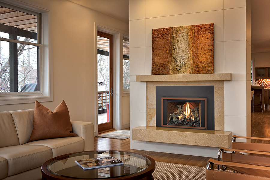 Gas fireplace in a residential space