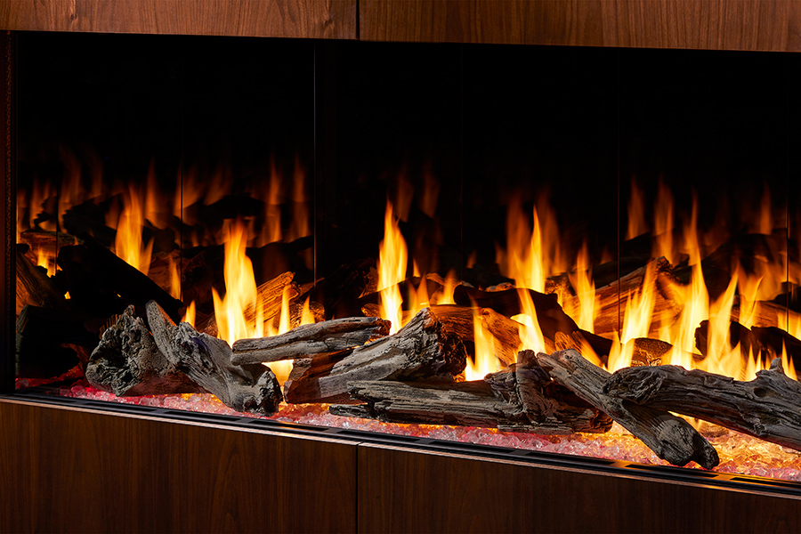 Close up of gas fireplace